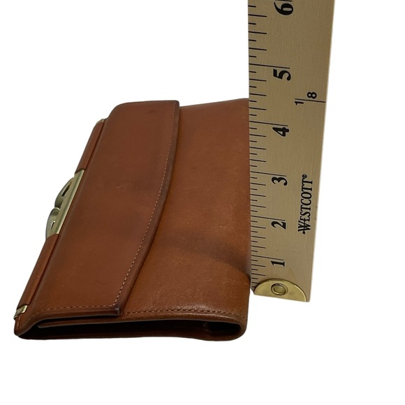 Scully Tobbaco Brown Geniune Leather Wallet Gold Kiss Lock Closure - Picture 11 of 11